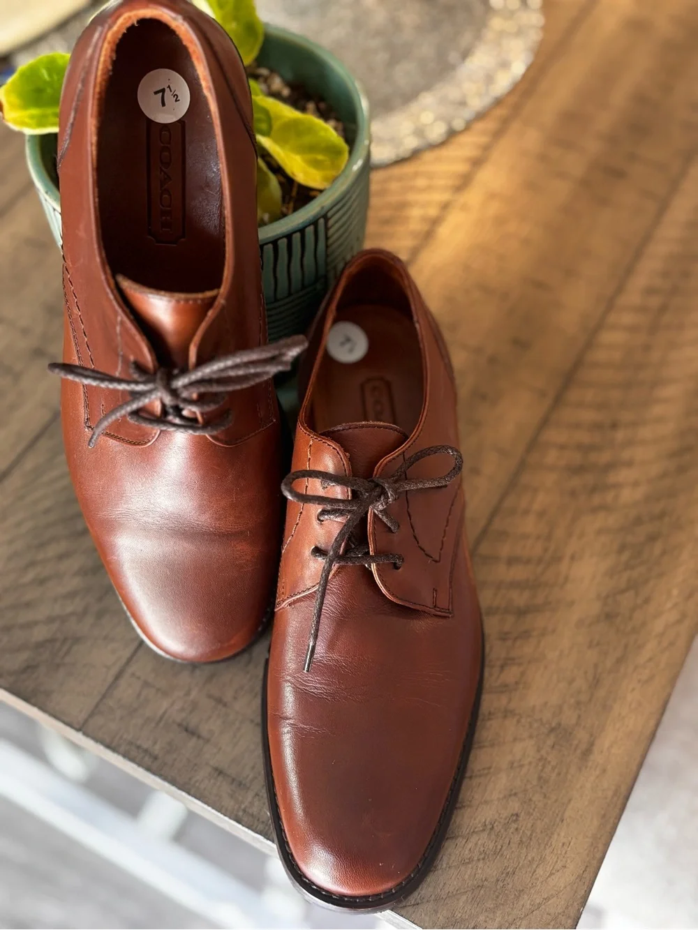 Coach Men’s Brown Leather lace up shoes new without tag 7.5